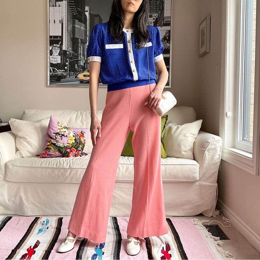 Vintage peach wide leg knit pants